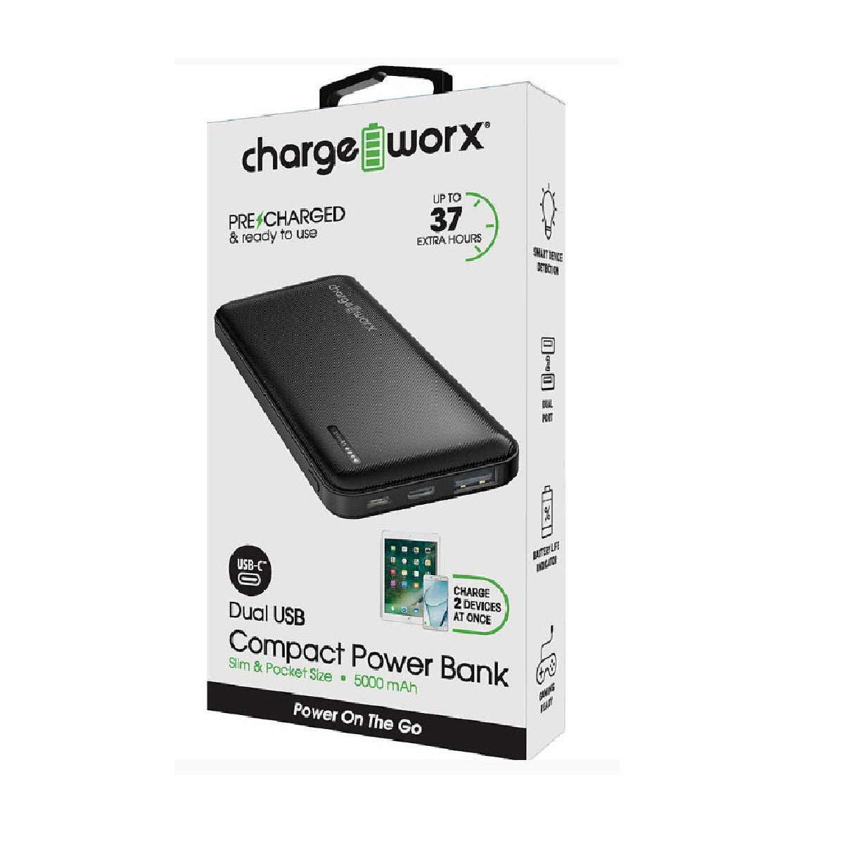 500mAh USB-C & USB SLIM POWER BANK